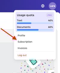 Lara Subscription settings