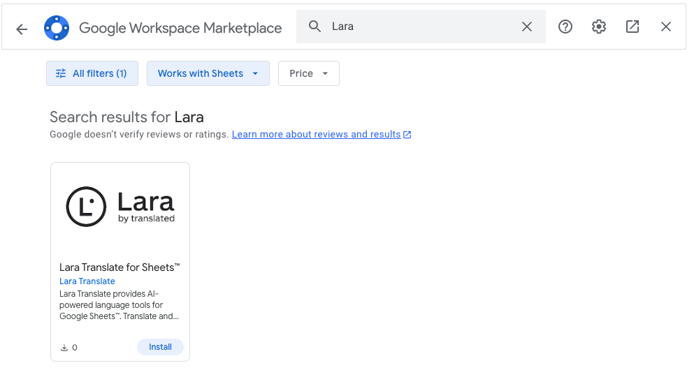How to install the Lara App for Google Sheets