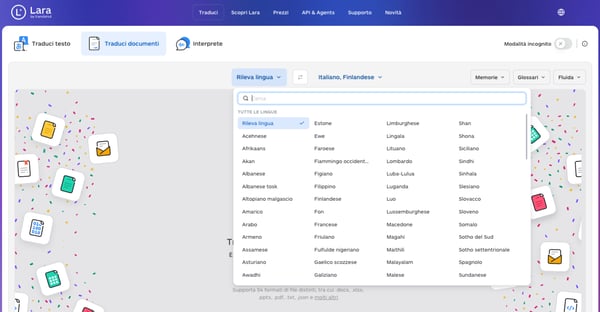 quali-lingue-supporta-lara-documenti